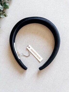 Jennifer Behr Black Satin Padded Headband Handmade in New York NWT